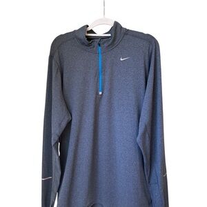 Nike Men's Long Sleeve Quarter-Zip Pullover - Gray with Light Blue Accent